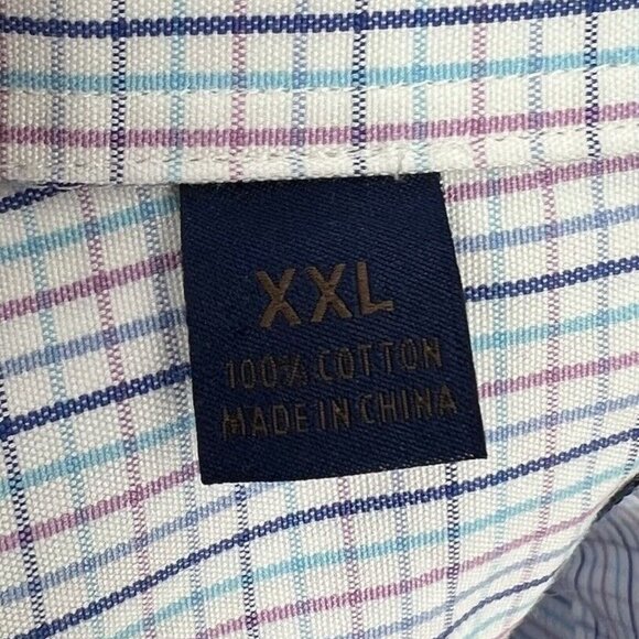 David Donahue Mens Long Sleeve Plaid Button-Up Shirt 100% Cotton - Picture 8 of 8